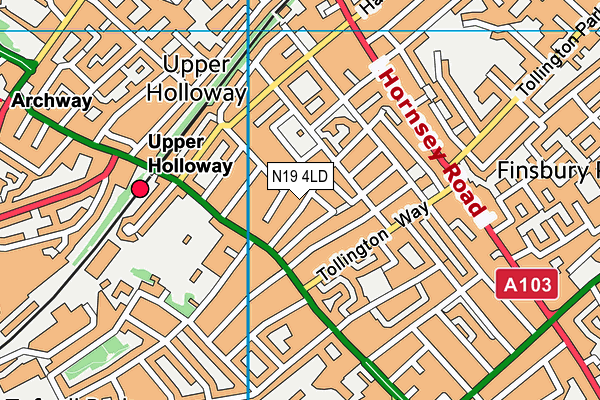 N19 4LD map - OS VectorMap District (Ordnance Survey)
