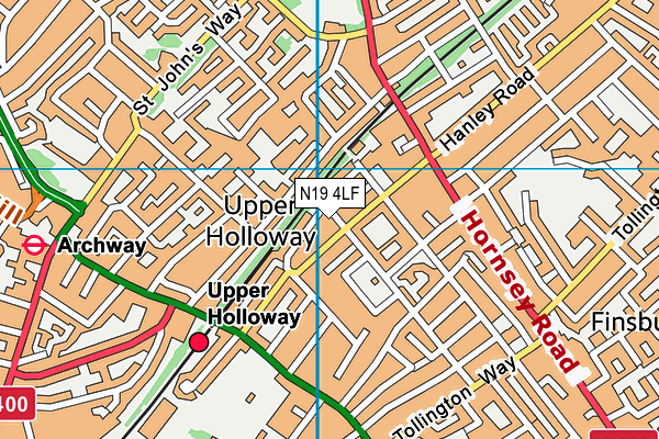 N19 4LF map - OS VectorMap District (Ordnance Survey)