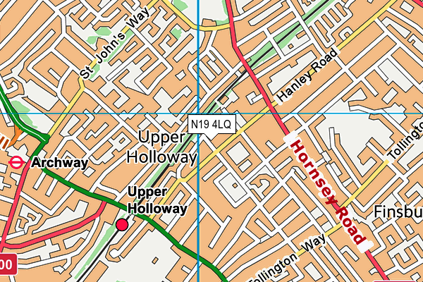 N19 4LQ map - OS VectorMap District (Ordnance Survey)