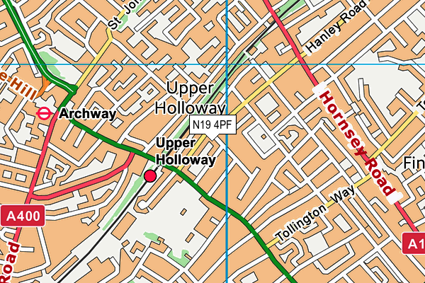 N19 4PF map - OS VectorMap District (Ordnance Survey)