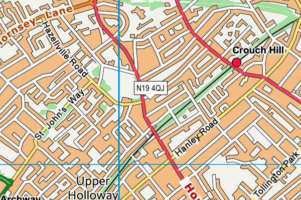 N19 4QJ map - OS VectorMap District (Ordnance Survey)