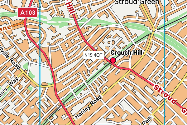 N19 4QT map - OS VectorMap District (Ordnance Survey)