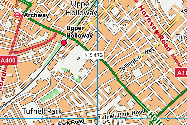 N19 4RG map - OS VectorMap District (Ordnance Survey)