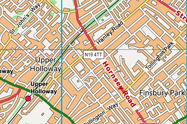 N19 4TT map - OS VectorMap District (Ordnance Survey)