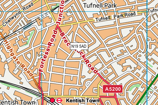 N19 5AD map - OS VectorMap District (Ordnance Survey)