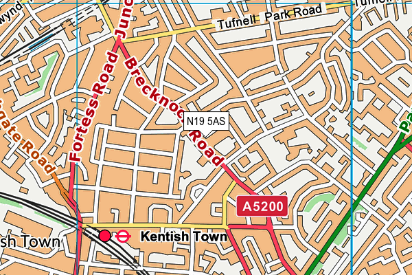 N19 5AS map - OS VectorMap District (Ordnance Survey)