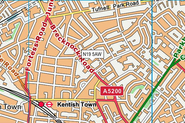 N19 5AW map - OS VectorMap District (Ordnance Survey)