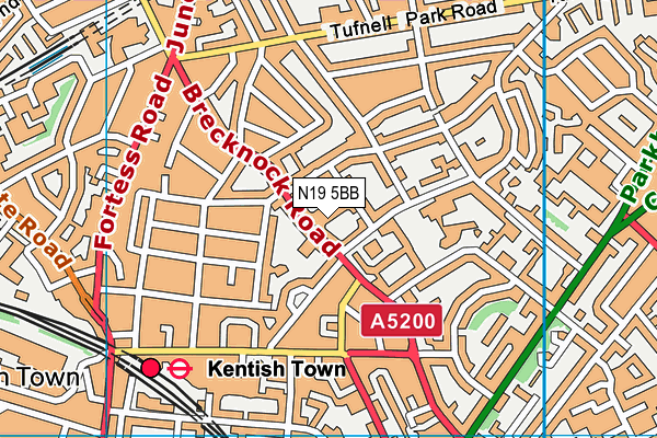 N19 5BB map - OS VectorMap District (Ordnance Survey)