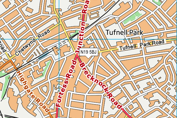 N19 5BJ map - OS VectorMap District (Ordnance Survey)