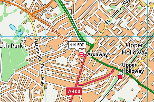 Archway Leisure Centre map (N19 5DD) - OS VectorMap District (Ordnance Survey)