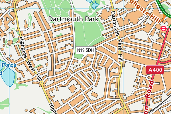 N19 5DH map - OS VectorMap District (Ordnance Survey)