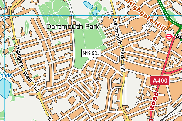 N19 5DJ map - OS VectorMap District (Ordnance Survey)