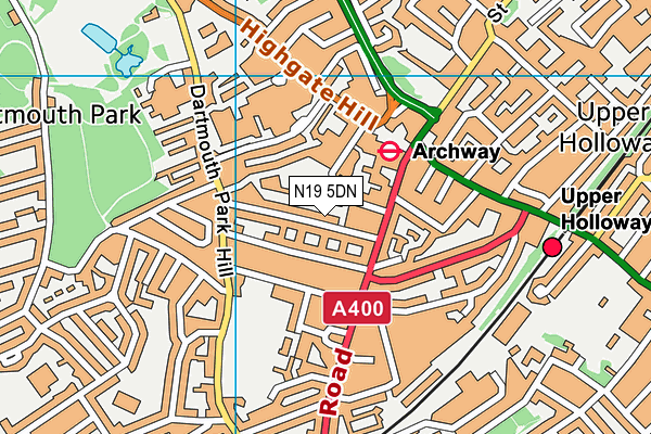N19 5DN map - OS VectorMap District (Ordnance Survey)