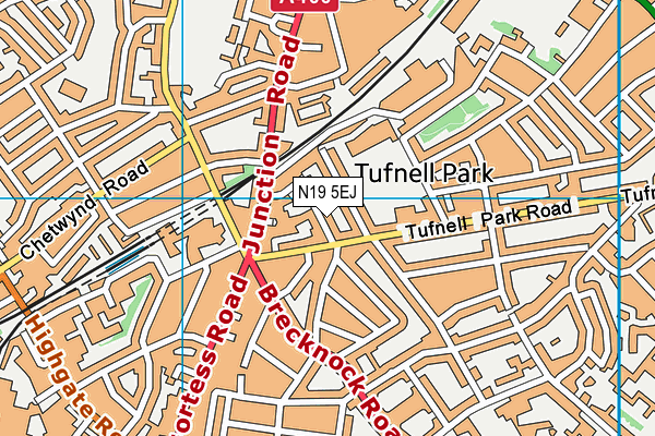 N19 5EJ map - OS VectorMap District (Ordnance Survey)