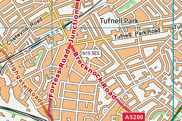 N19 5ES map - OS VectorMap District (Ordnance Survey)