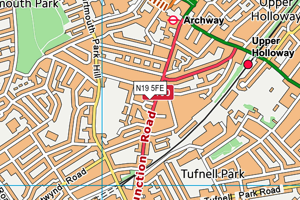 N19 5FE map - OS VectorMap District (Ordnance Survey)