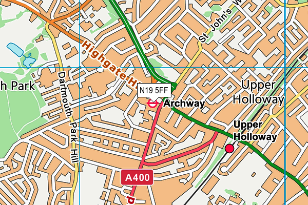 N19 5FF map - OS VectorMap District (Ordnance Survey)