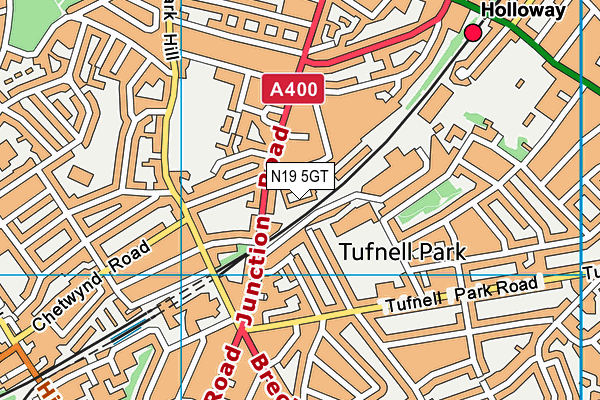 N19 5GT map - OS VectorMap District (Ordnance Survey)