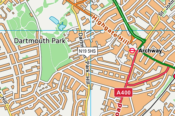 N19 5HS map - OS VectorMap District (Ordnance Survey)