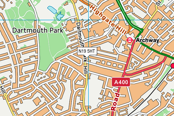 N19 5HT map - OS VectorMap District (Ordnance Survey)