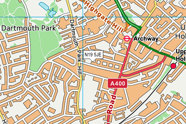 N19 5JE map - OS VectorMap District (Ordnance Survey)