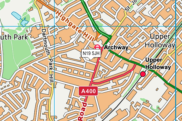 N19 5JH map - OS VectorMap District (Ordnance Survey)