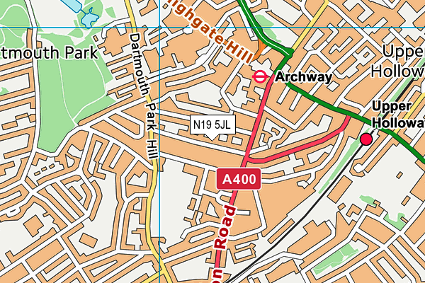 N19 5JL map - OS VectorMap District (Ordnance Survey)