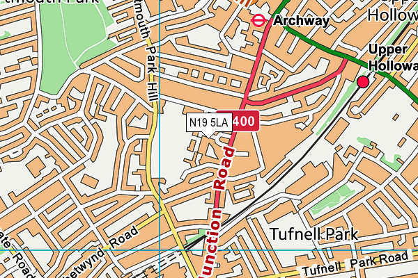 N19 5LA map - OS VectorMap District (Ordnance Survey)