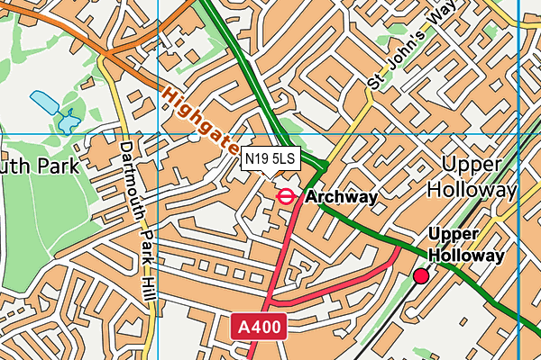 N19 5LS map - OS VectorMap District (Ordnance Survey)