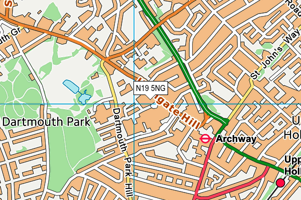 N19 5NG map - OS VectorMap District (Ordnance Survey)