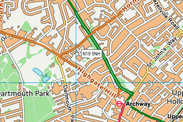 N19 5NH map - OS VectorMap District (Ordnance Survey)