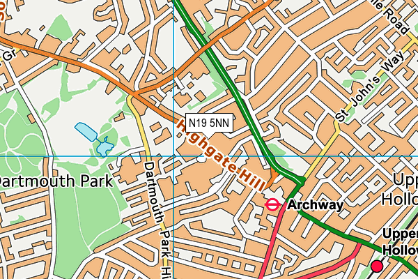 N19 5NN map - OS VectorMap District (Ordnance Survey)