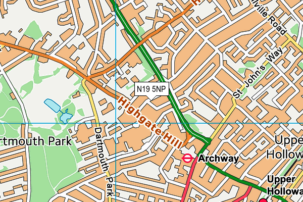 N19 5NP map - OS VectorMap District (Ordnance Survey)