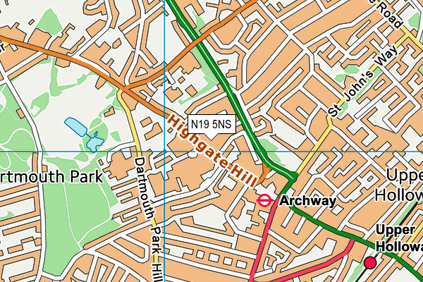 N19 5NS map - OS VectorMap District (Ordnance Survey)