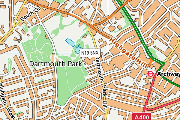 N19 5NX map - OS VectorMap District (Ordnance Survey)