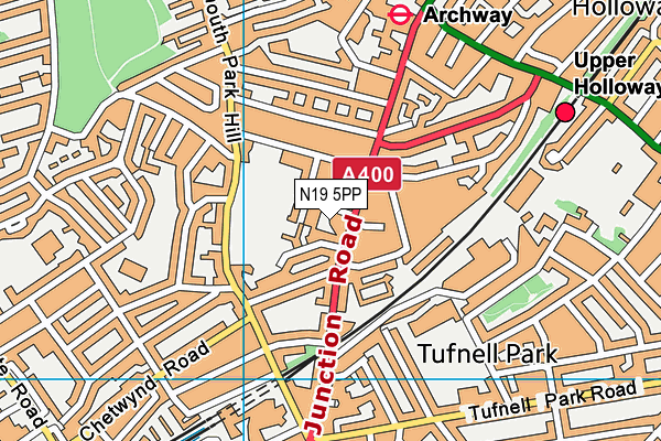 N19 5PP map - OS VectorMap District (Ordnance Survey)