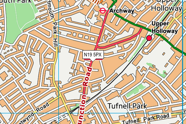 N19 5PX map - OS VectorMap District (Ordnance Survey)