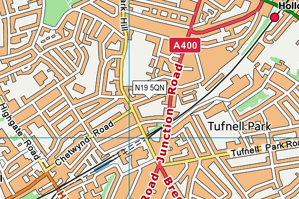 N19 5QN map - OS VectorMap District (Ordnance Survey)