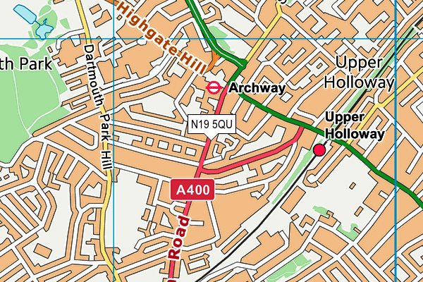 N19 5QU map - OS VectorMap District (Ordnance Survey)