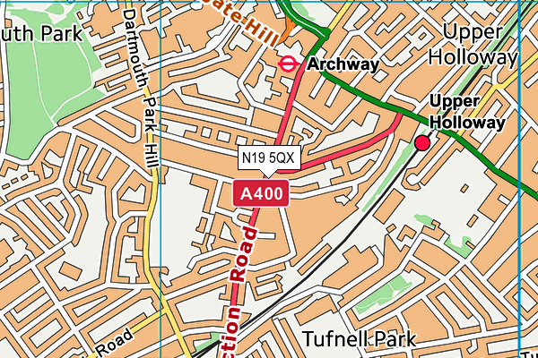 N19 5QX map - OS VectorMap District (Ordnance Survey)