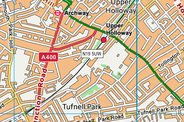 N19 5UW map - OS VectorMap District (Ordnance Survey)