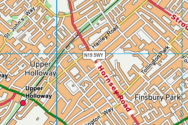 N19 5WY map - OS VectorMap District (Ordnance Survey)