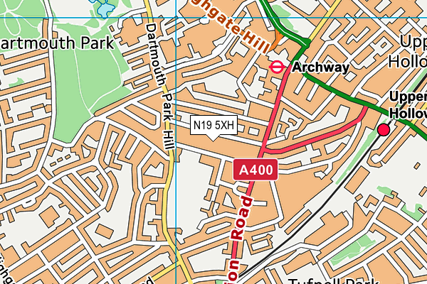 N19 5XH map - OS VectorMap District (Ordnance Survey)