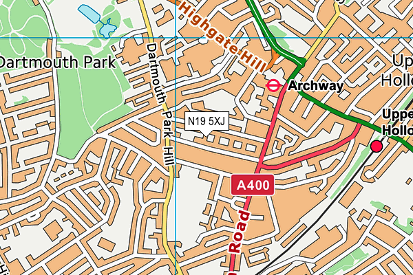 N19 5XJ map - OS VectorMap District (Ordnance Survey)