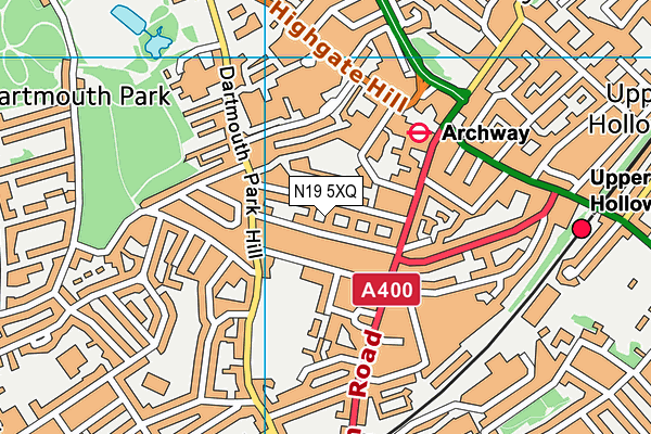 N19 5XQ map - OS VectorMap District (Ordnance Survey)