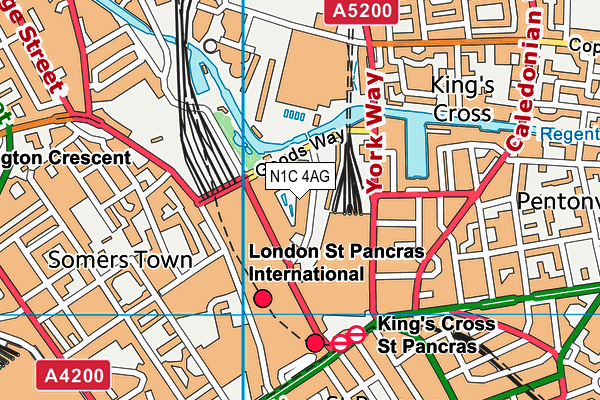 N1C 4AG map - OS VectorMap District (Ordnance Survey)