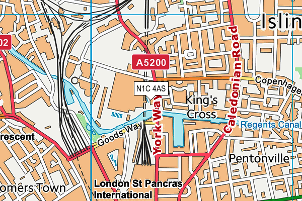 N1C 4AS map - OS VectorMap District (Ordnance Survey)