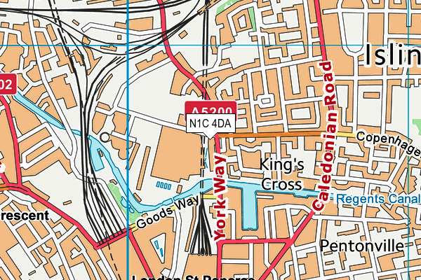 N1C 4DA map - OS VectorMap District (Ordnance Survey)