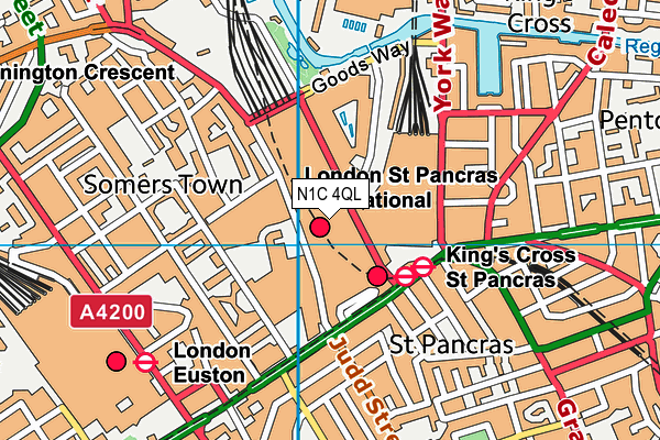 N1C 4QL map - OS VectorMap District (Ordnance Survey)