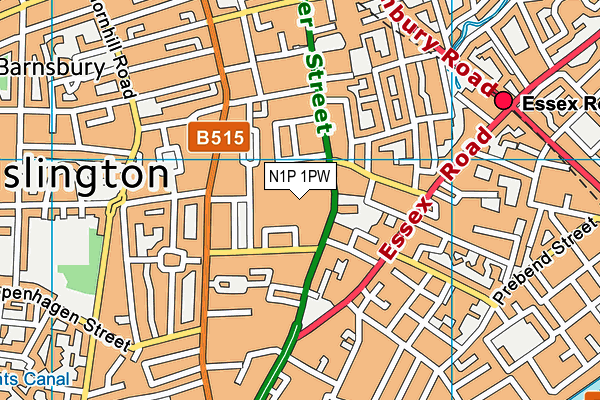 N1P 1PW map - OS VectorMap District (Ordnance Survey)